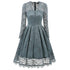V-neck Lace Evening Dress #Evening Dress #Lace Dress #Blue Grey